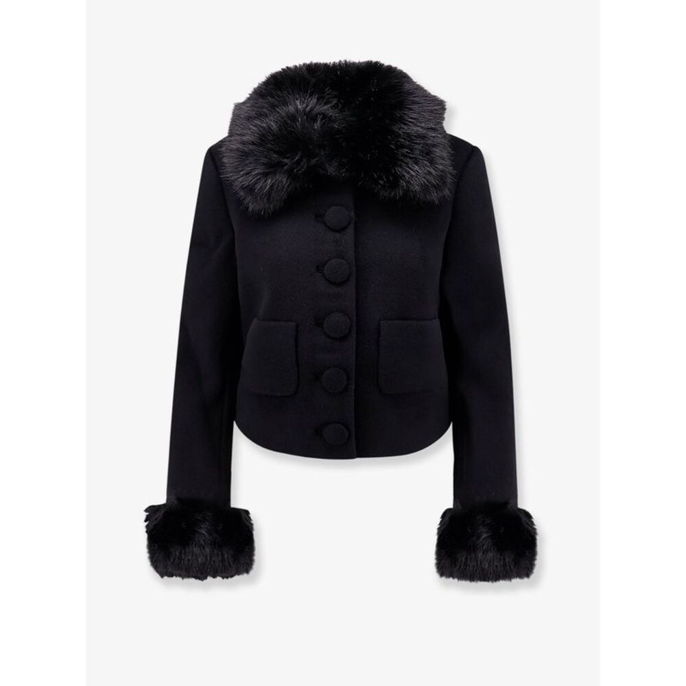 Self Portrait Women Wool Blend Blazer With Faux Fur Details